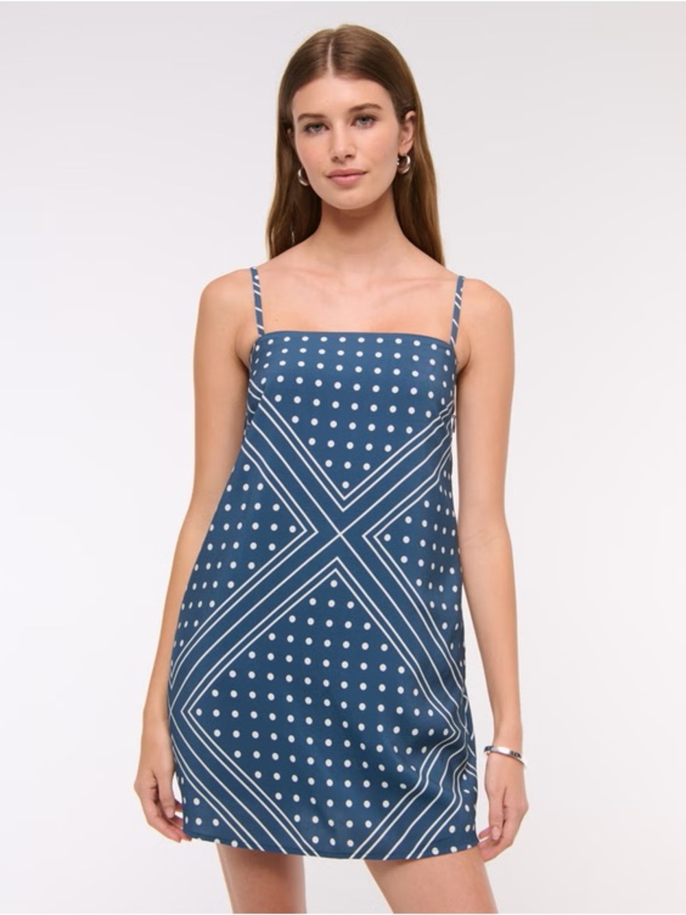 Abercrombie & Fitch Navy & White Hankie Pattern Sleeveless Mini Dress - Medium